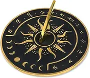 Nautical Mart Brass Garden Sundial Clock - 8.5” Diameter Sundial Clock with Polished Brass Highlights