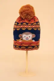 POWDER DESIGN KIDS CHEEKY MONKEY/REINDEER POMPOM COSY HAT UNISEX BOYS/GIRLS