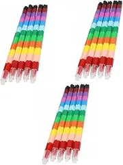 Vaguelly 3sets 12 Boys and Girls Crayon Set Stacking Buildable Crayon Comfortable to Hold Safe Party Favor for Art Block Themed Parties 5pcs*3