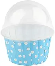 Alvinlite 100Pcs Mini Cupcake Liners with Lid|Disposable Muffin Tin Cupcake Wrappers for Individual Bakery Wedding Birthday Party |Blue| cupcake liners