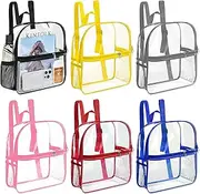 [Generic] 6 Pcs Clear Backpacks for Kids, Small See Through Backpack Bulk for Stadium, Transparent Waterproof Pvc Backpack with Adjustable Straps for Concerts Sports Events Security Check, 29 x 24 cm, Clear, m