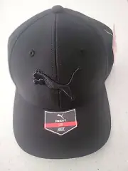 New PUMA Sports Apparel Black L/XL Stretch Fit Hat Golf