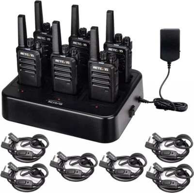 RT68 Walkie Talkies with Earpiece, Portable FRS Two-Way Radios Rechargeable