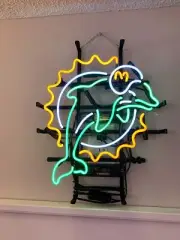 Miami Dolphins Football Man Cave 17"x14" Neon Sign Light Lamp Bar Pub Open Decor