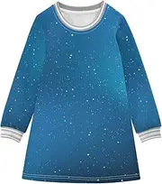 [GAIGEO] Toddler Dress Long Sleeve Smudge Burgundy Red Spring Girl Dress A-Line 2T, for Family, Holiday, Blue Glitter, 5-6 Years