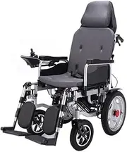 Wheelchair Lightweight Foldable Power Wheelchair, Electric Wheelchair with Headrest,with Reclinable Backrest and Dual Powerful Motor Portable Transit Travel for Disabled and Elderly Mobility(C)