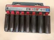 Crescent 8 Pc. 1/2" Drive 6 Point Deep Impact SAE Socket Set - CIMS2N