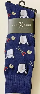 Marc Ecko Men's Dress Casual Novelty Crew Socks Chinese Takeout Cookie Blue