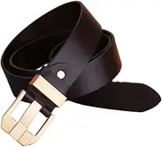 [JZS] Men's Genuine Leather Belt with Alloy Vintage Buckle, Heavy Duty Work Belt for Work Business and Casual