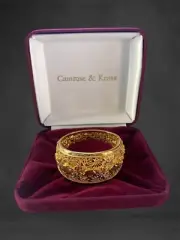 Vtg Camrose&Kross Jaqueline Kennedy Collection Bracelet Crystal Elephant Hinged