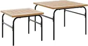 vidaXL Nesting Garden Coffee Tables - Outdoor Patio Furniture - Brown/Black Powder-Coated Steel - Space Saving Design