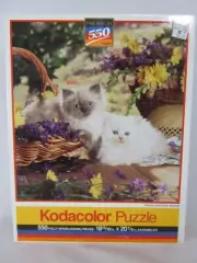 Kodacolor 550 Piece Jigsaw Puzzle Kittens and Flower Baskets 1992 SEALED