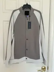 NWT Elie Tahari Jacket Men Sz Medium Gray Interlock Bomber Raglan Varsity Coat