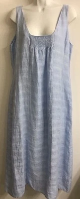 Eileen Fisher Tank Dress Baby Blue Smocked Linens New Size M