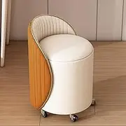 Swivel Makeup Chair, Movable Makeup Chair with Wheels, Chair Comb with Storage Space, Dressing Table Stool with Backrest, Silent Movement,Orange