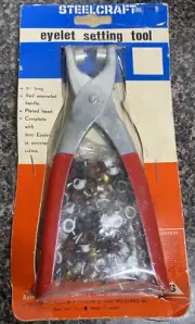 Vintage STEELCRAFT Aluminum Eyelet Setting Tool with 300 Eyelets 6 in tool