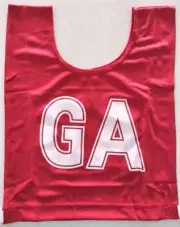 Netball Bibs - Brand New - Mock Mesh - Senior Size - Red / White letters