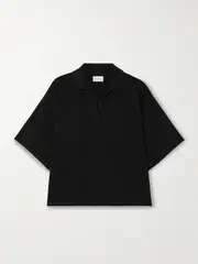 [SAINT LAURENT] SAINT LAURENT - Oversized Cotton-blend Piqué Polo Top - Black - M M Black