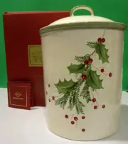 LENOX HOLIDAY GATHERINGS pattern COOKIES CANISTER -- Cookie Jar -- -- New in BOX