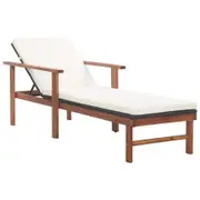 Sun Lounger with Cushion Poly Rattan and Solid Acacia Wood Black