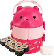 Eyeglass Bear Design Food Box, Stackable Cartoon Lunch Box, Large Capacity Bear Lunch Box, Adorable Cartoon Bear Leak-Proof Lunch Container with -Layer Features for Various Outdoor Activities