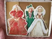 1995 Holiday Barbie Collection Cards Set of 3 Hallmark