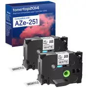 2PK Black/White Label Tape Compatible for Brother P-touch PT350 TZ Tze-251 1"