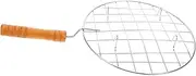 UPKOCH Round Stainless Steel Grilling Rack with Wooden Handle Thickened Mesh Design for Outdoor Barbecue for Cooking Fish Meat and More Durable Easy to Clean