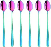 Buyer Star Long Handle Iced Tea Spoons, 8 inch 18/10 Heavy Duty Coffee Spoon Sets for Mixing, Cocktail Stirring, Tea, Coffee, Milkshake, Cold Drink