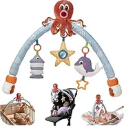 TUMAMA Baby Car Seat Toys, Ideal for Newborn & Infant Hanging Toys with Music Box, Octopus Rattle, Little Baby Mirror - Fit for Car Seat, Stroller, Crib, Pram, Best Stroller for Baby 0 3 6 9 12 Months