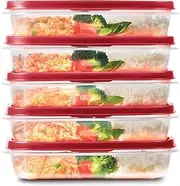 [Rubbermaid] EasyFindLids Meal Prep Containers, 5.5 Cup, Red