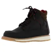Mens Dark Brown Leather Work Boots Lace Up Anti Slip Soft Toe Bota Trabajo