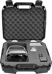 [CASEMATIX] Travel Case Compatible with Apple Vision Pro VR Headset and Vision Pro Accessories, Includes Foam Lens Protector With Customizable Accessory Storage and Separate VR Headset Storage
