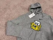 Nike U of M Michigan Wolverines Football 1 gray retro hoodie hooded sweatshirt S