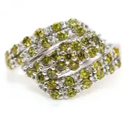 1CT Peridot 925 Solid Genuine Sterling Silver Ring Jewelry Sz 9