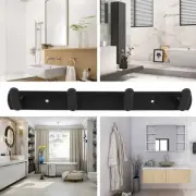 (Black 4 Hooks)Simple Space Aluminum Row Hooks Wall Mounted Hook For Kitchen
