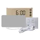 TS-8201 LED Mirror Alarm Clock Digital RGB LED Color Display Snooze Clocks