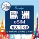 【環亞電訊】eSIM歐洲07天（每天1GB）降速吃到飽(eSIM 24H自動發貨 免等待免換卡 歐洲 土耳其 英國 瑞士)