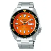 SEIKO 5 SRPD59 Mens Steel Orange Dial w Bracelet Day/Date Automatic Watch $325
