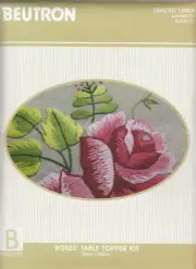 ROSES Table Topper Traced Linen Cross Stitch Kit 80 x 80cm, 06053.01