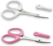 Stainless Steel Curved and Straight Eyebrow Grooming Scissor Set with Protective Cap for Trimming Shaping Eyelash Extensions Eyebrow