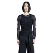 [ANN DEMEULEMEESTER] Brando Wrinkled Long Sleeve Crop Top Black
