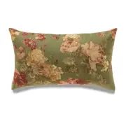 Florals On Green With Microgel Feather-Like Insert Pillow