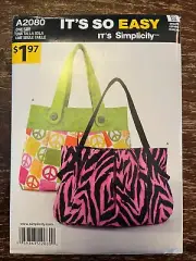 Simplicity 2080 UNCUT Sewing Pattern, Bags & Purses, One Size