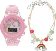 [Gatuida] 2 sets Running Childern Kids Pendant Year Exercise Led for D Children Lights Stopwatch Gifts Bracelet Rainbow Luminous Gift Little Electrical Up Light Wrist to Aging Watches-