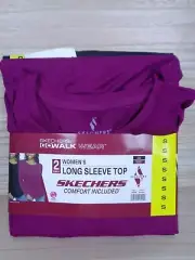 Skechers Go Walk Wear Women's Long Sleeve Active Top 2 Pack Black/Purple Small