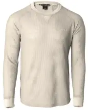 Banded Grey Cliff Waffle Long-Sleeve Oatmeal Top