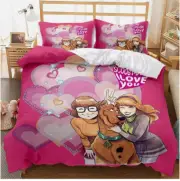 Scooby Doo Daphne Blake & Velma Dinkley I Love Scooby Doo 3D Quilt Bedding Set