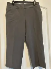 Nicole Miller NY Pants sz 8 Gray Flat Front Pockets Wide Leg Capri