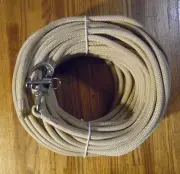 3/8" x 90 ft. Tan Dac./Poly Halyard,Spliced in S/S Snap Shackle (Hemp look)